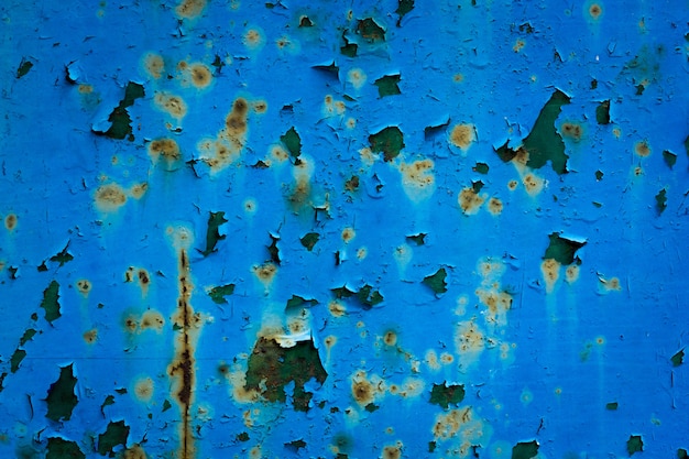 Blaue verrostete Wand der Schalenfarbe, verrostete Beschaffenheit