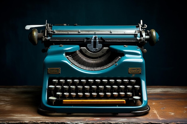 Blaue Vintage-Schreibmaschine für kreatives Schreiben von Generative von Ai
