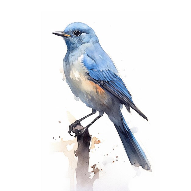 blaue Vogel Aquarell-Tierbilder