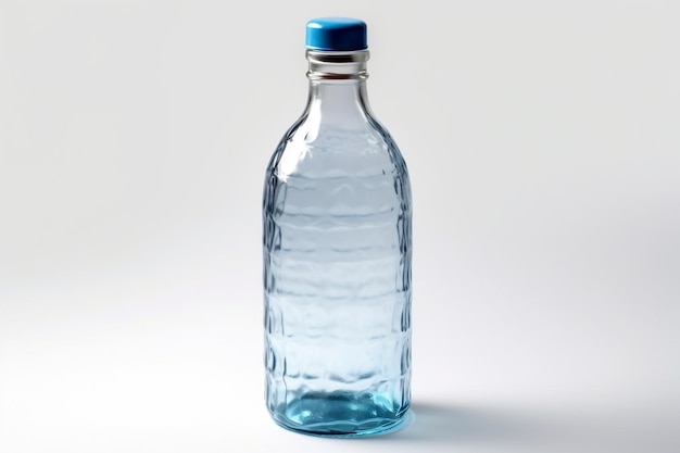 Blaue Wasserflasche, transparent, isoliert, Hydration, generative KI