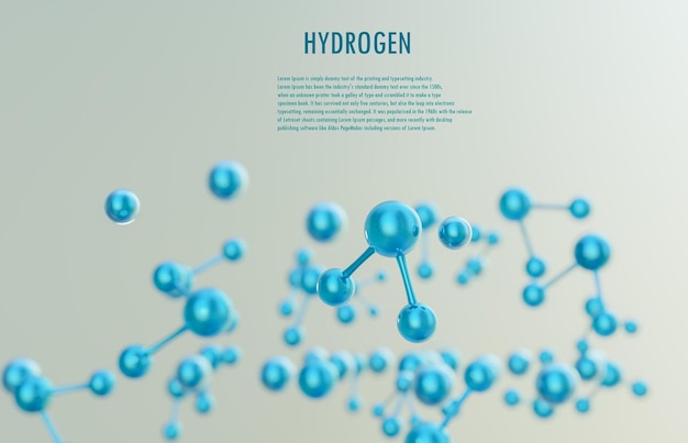 Blaue Wasserstoffmoleküle und Wassermoleküle stellen Wasserstoffenergie und erzeugten Wasserstoff dar