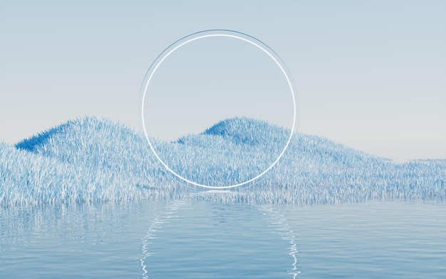 Blaue Wiese mit Seen 3D-Rendering
