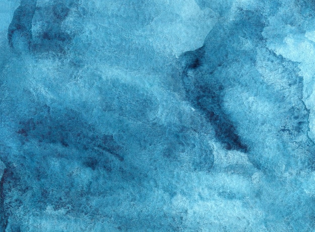 Blauer abstrakter Aquarellhintergrund auf strukturiertem Papier. Handgemachter Aquarellhintergrund