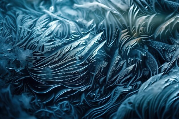 Blauer abstrakter gefrorener Hintergrund mit generativem Kristalleis