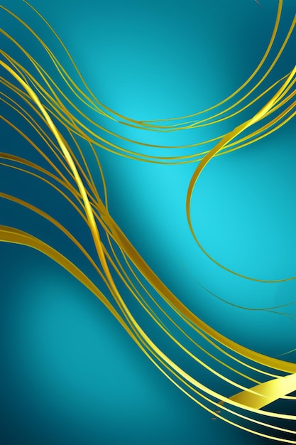 Blauer abstrakter Hintergrund aus goldenen, glatten Linien