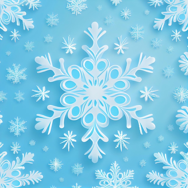 Blauer abstrakter Hintergrund mit Schneeflocken-generativer KI