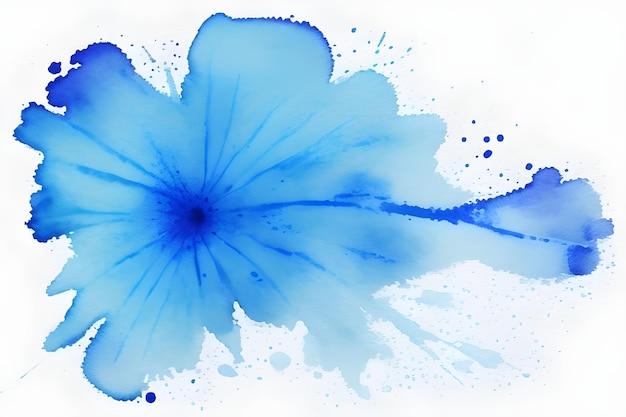 Blauer Aquarellfleck auf weißem Hintergrund Kreative abstrakte Kunst ai Bild