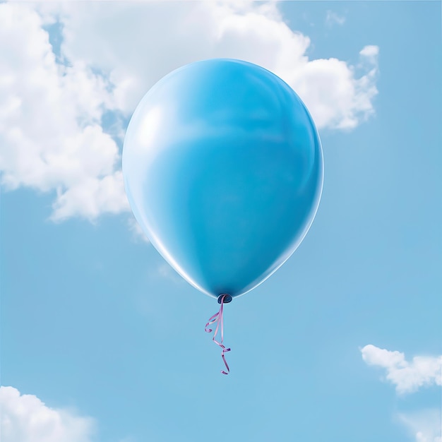 Blauer Ballon, der in blauem Himmel mit weißen Wolken fliegt, erstellt mit generativen KI-Tools