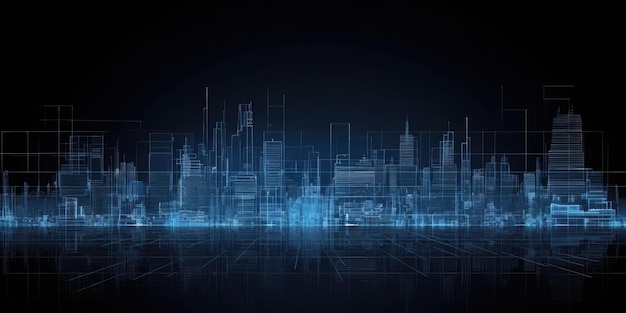 Blauer Big-Data-Stadt-Wissenschafts- und Technologiehintergrund
