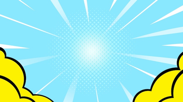 Blauer Comic-Hintergrund Abstrakte Linien Hintergrund Helle Sonnenstrahlen