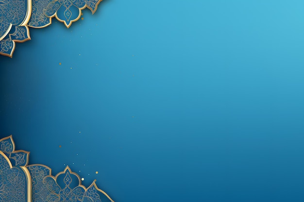Blauer flacher Hintergrund mit islamischem Ornament