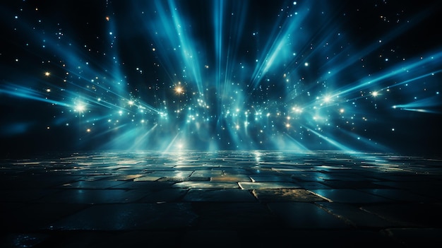 Blauer Fleck beleuchtet Hintergrund mit Strahlen