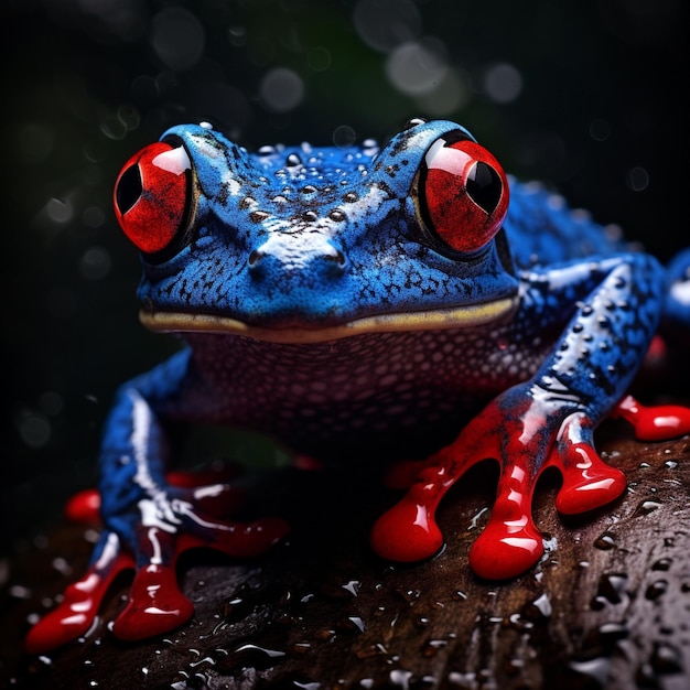 Blauer Frosch mit roten Augen und Textur