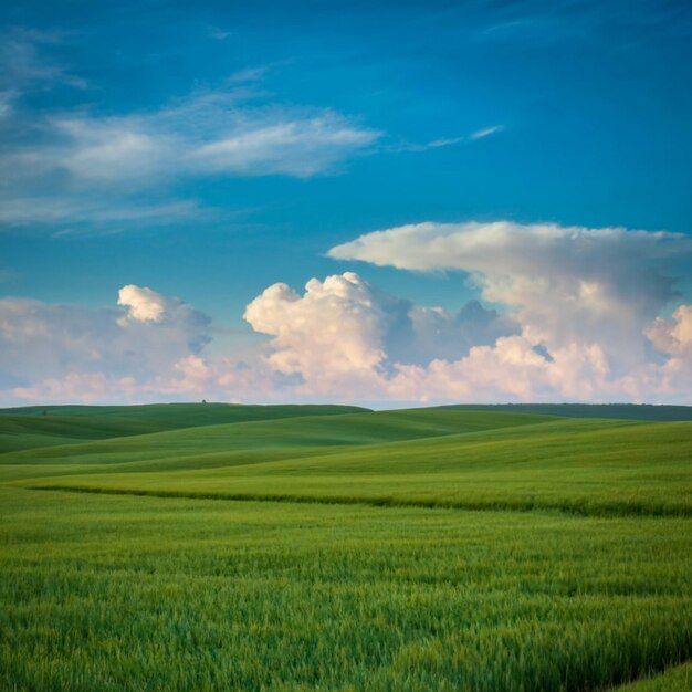 Blauer Himmel ang grüner Hintergrund