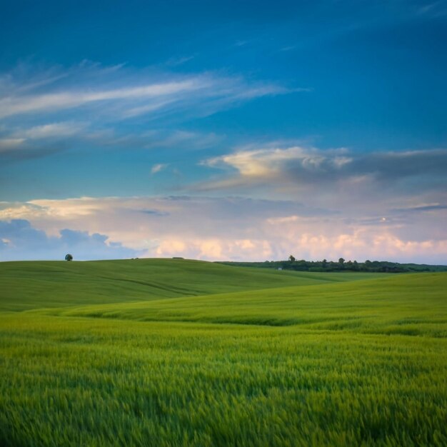 Blauer Himmel ang grüner Hintergrund