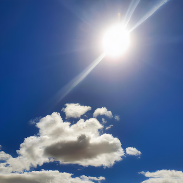 Blauer Himmel mit Sonne und Wolken_ai_generiert