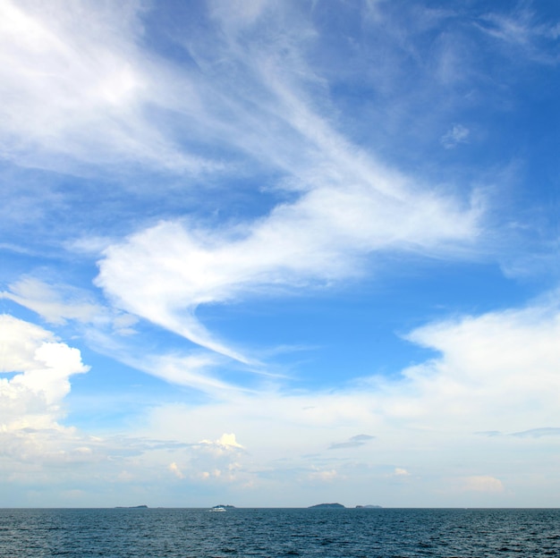 Blauer Himmel mit weißen Wolken und Meer