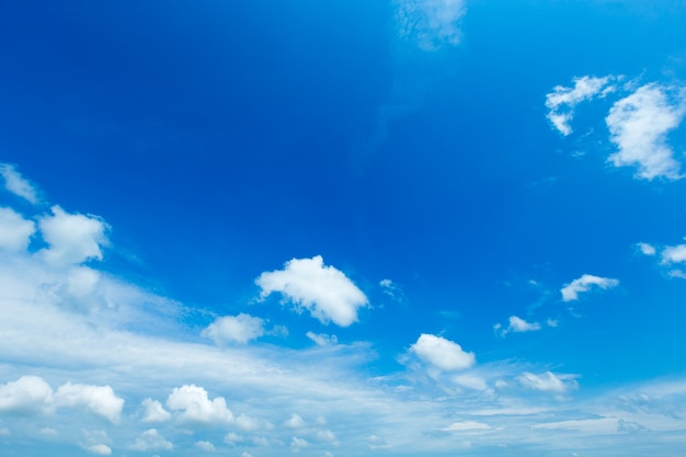 Blauer Himmel mit winzigen Wolken. Panorama