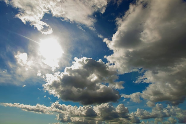 Blauer Himmel mit Wolken Nahaufnahme Sommertag