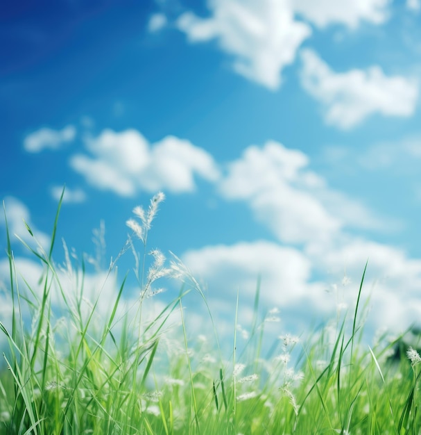 Foto blauer himmel mit wolken und gras