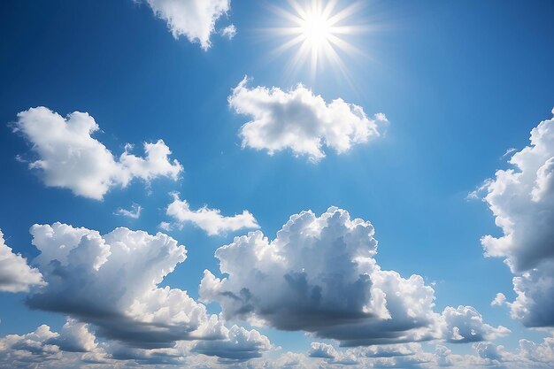 Blauer Himmel mit Wolken und hellem Sonnenlicht hochwertiges Foto