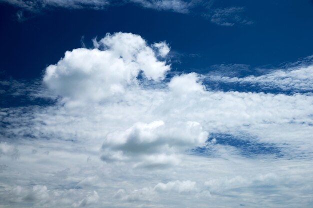 Blauer Himmelhintergrund mit winzigen Wolken