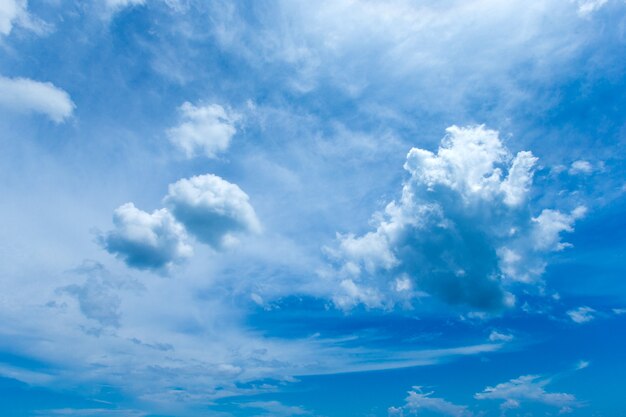 Blauer Himmelhintergrund mit winzigen Wolken