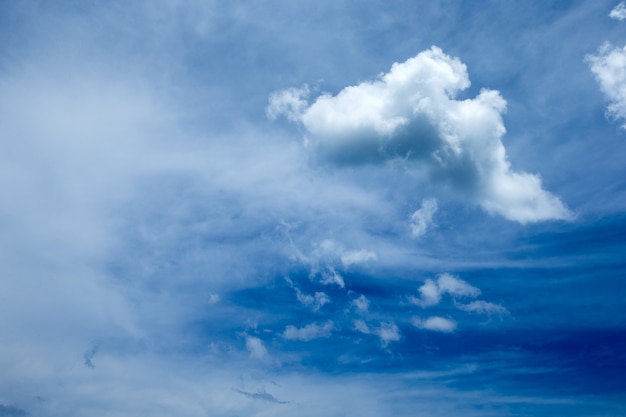 Blauer Himmelhintergrund mit winzigen Wolken