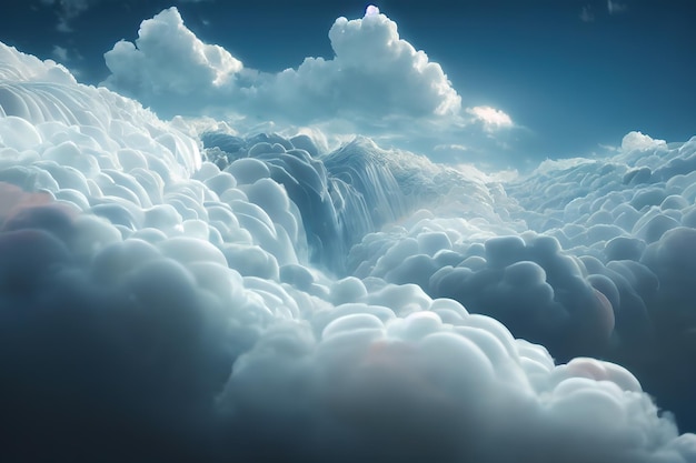 Blauer Himmelshintergrund mit Wolken 3D-Rendering Rasterdarstellung