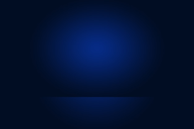 Blauer Hintergrund der abstrakten Luxussteigung. Glattes Dunkelblau mit schwarzer Vignette Studio Banner.