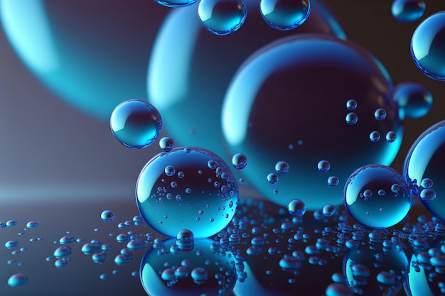 Blauer Hintergrund der surrealen Blasen