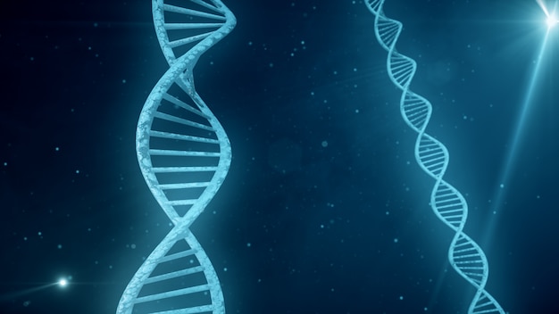 Blauer Hintergrund mit rotierender DNA 3d Illustration