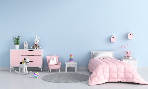 Blauer Kinderschlafzimmerinnenraum