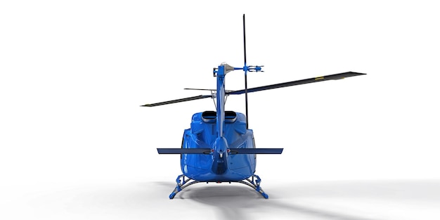 Blauer kleiner militärischer Transporthubschrauber auf weißer lokalisierter Illustration des Hintergrundes 3d