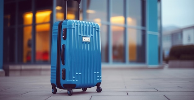 Blauer Koffer, Flughafengepäck, KI-generiertes Bild