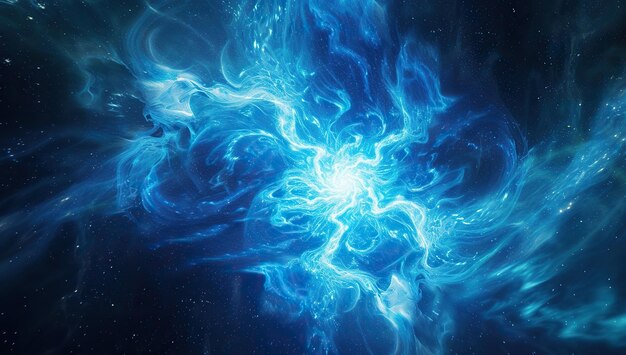 Blauer kosmischer Lichtwirbel Das Konzept von Raum und Galaxie