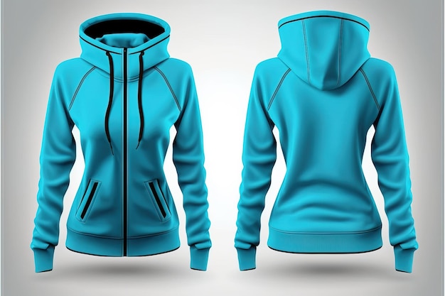 blauer leerer Schablonen-Hoodie, leeres Schablonen-Shirt für Frauen