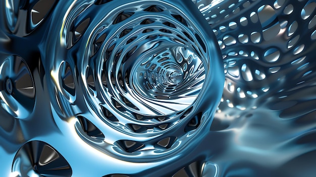 Blauer metallischer Tunnel Abstract 3D-Rendering