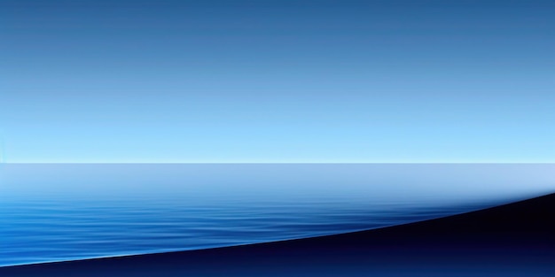 Blauer Ozean mit einem blauen Himmel und dem Horizont