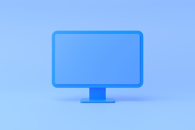 Foto blauer pc-monitor 3d-darstellung