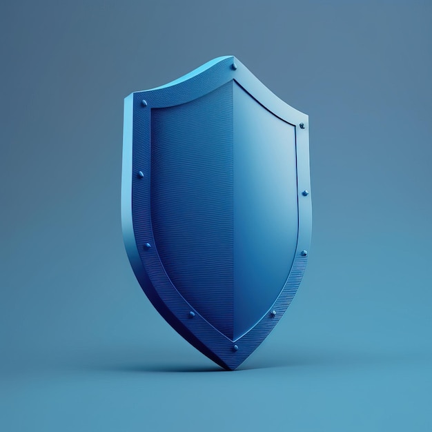 Blauer Schildschutz auf blauem, flachem Hintergrund, sauberes und minimalistisches Design