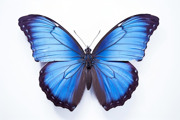 Blauer Schmetterling auf durchsichtigem Hintergrund KI