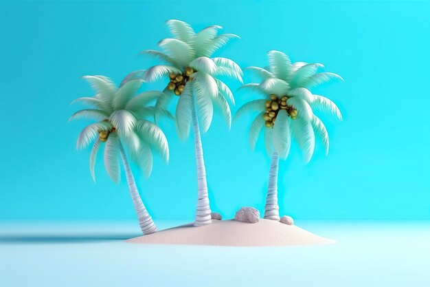Blauer Sessel mit Palme auf einem schönen tropischen