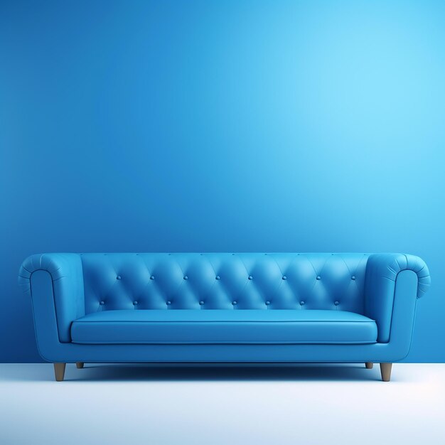 Foto blauer sessel vor blauer wand im eleganten innendesign des wohnzimmers mit kopierraum