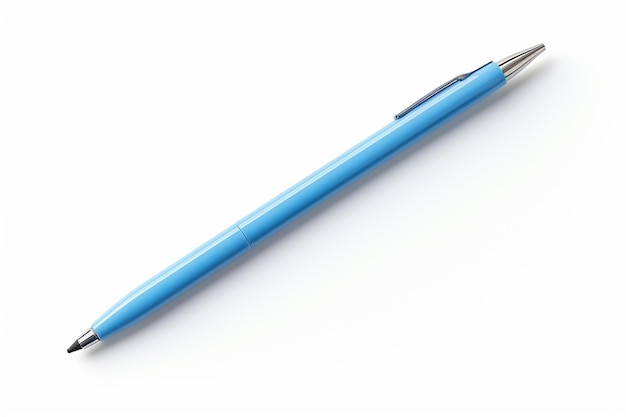 Blauer Stift isoliert auf weißem Hintergrund. 3D-Illustration. Beschneidungspfad enthalten