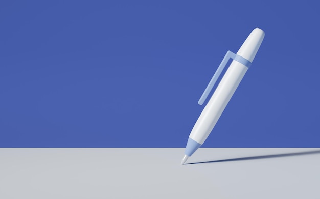 blauer Stift schreiben auf blauem Hintergrund 3D-Render