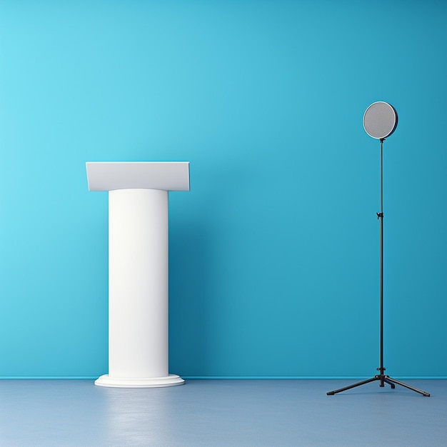 Foto blauer studio-hintergrund mit podium