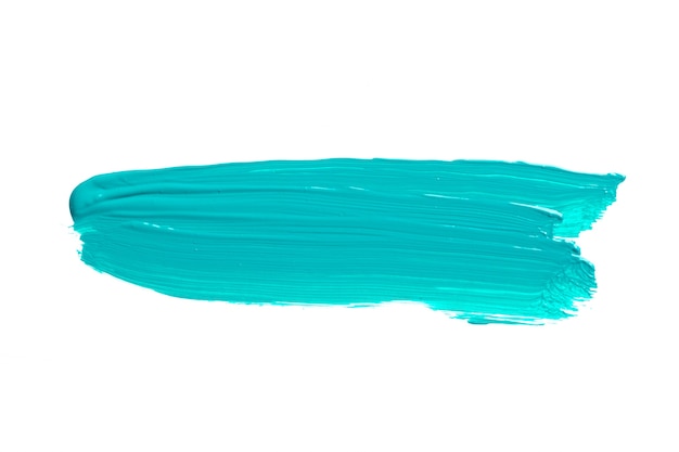 Blauer türkisfarbener Pinselstrich lokalisiert auf Weiß.