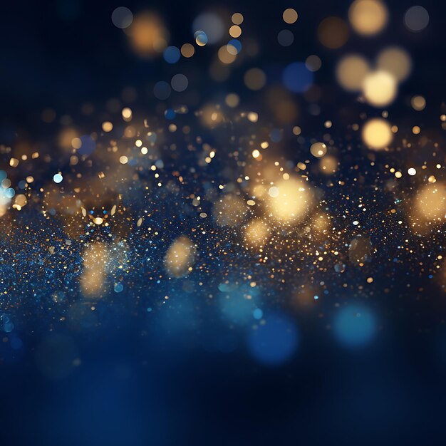 Foto blauer und goldener abstrakter hintergrund und bokeh am silvesterabend