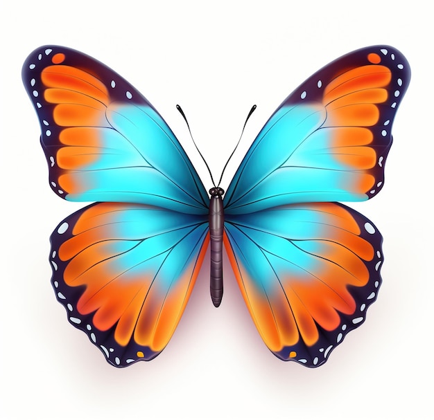 Blauer und orangefarbener Schmetterling